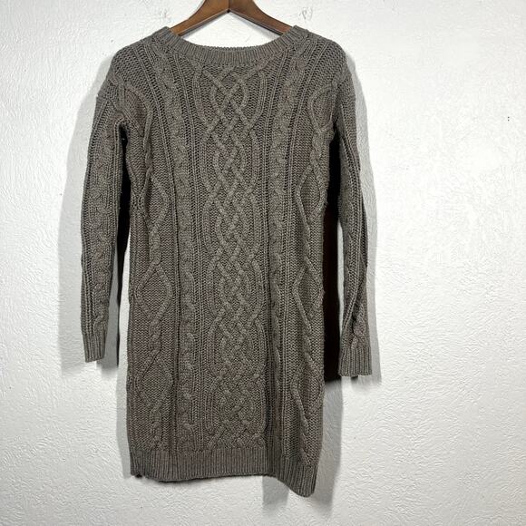 Moda International Y2K Cable Knit Wool BLend Sweater Dress Knee Length Olive- XS - Picture 6 of 6